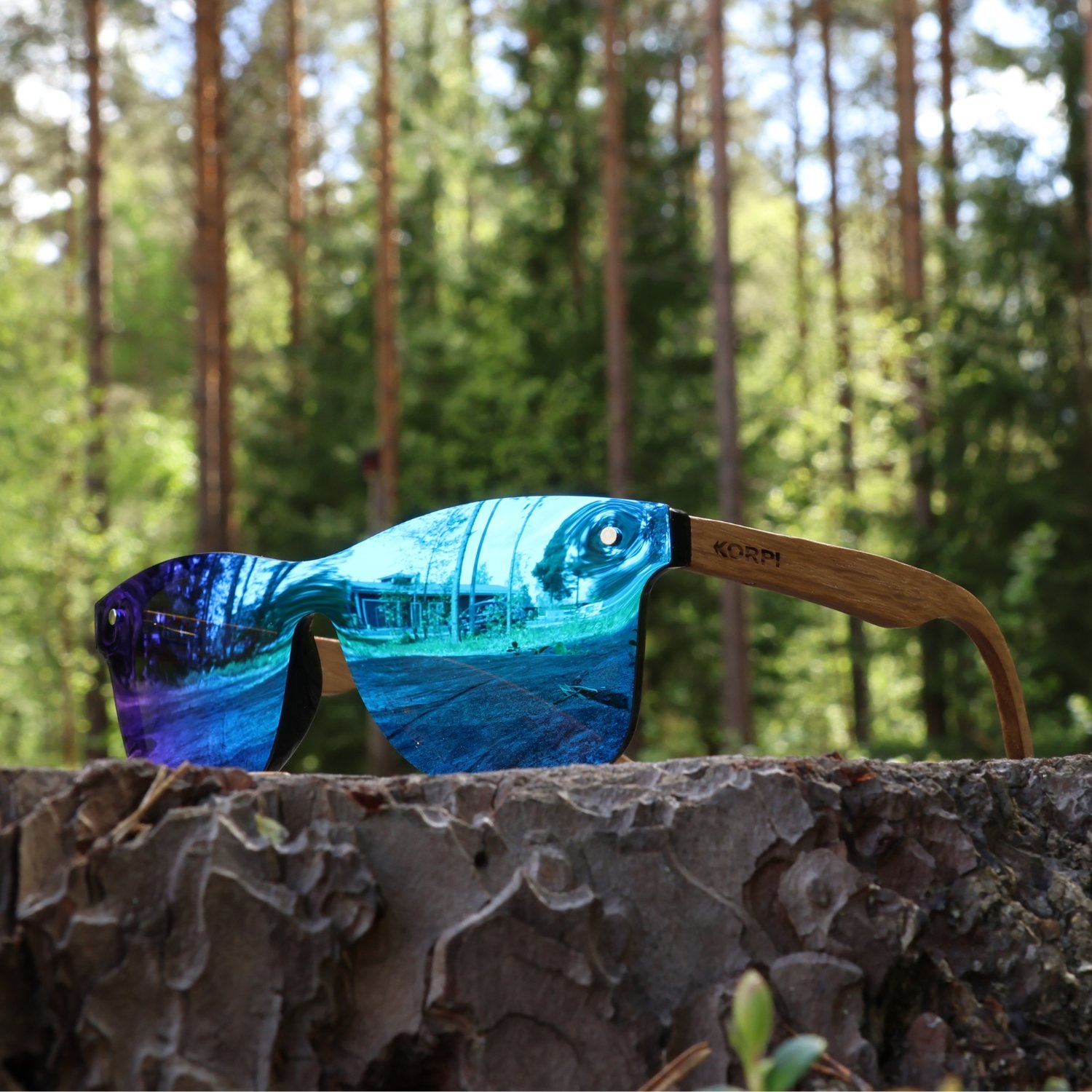 Tammipuiset aurinkolasit – Original Blue – polarisoidut linssit – ilmainen toimitus